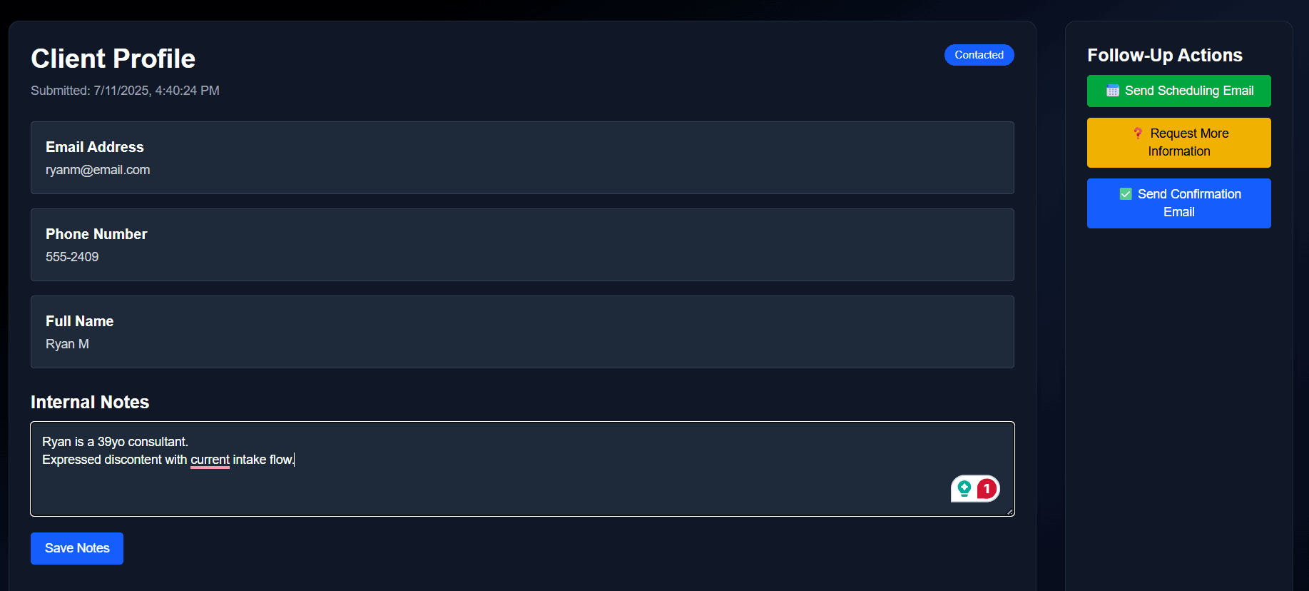 Client Profiles – track and manage